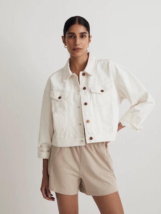 Madewell The Trucker Jean Jacket Size S White Vintage Canvas